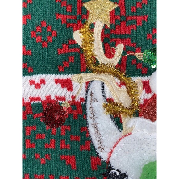 33 Degrees Sweater Women's XL Christmas Green White Llama - Picture 6 of 13